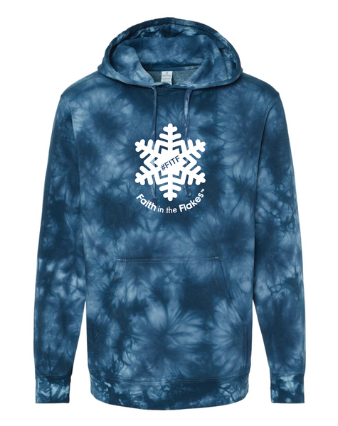 Adult Tie-Dyed Hoodie with White Flake
