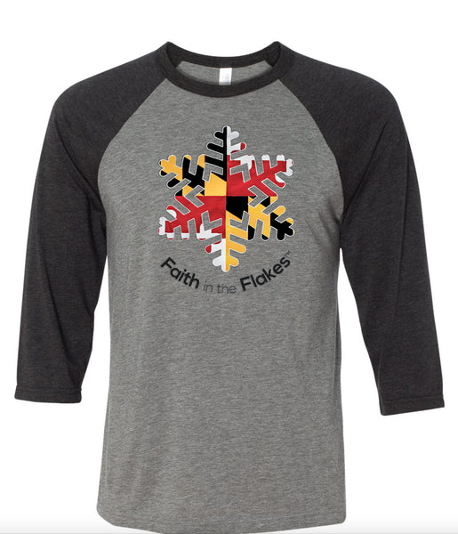 Adult Baseball Tee with Flag Flake