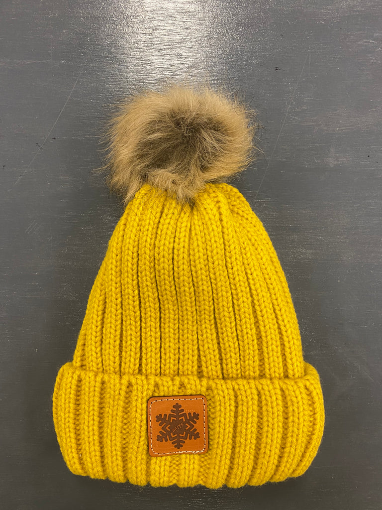 Football Team Knit Hat with Fox Pom – Cleveland - A.J. Ugent Furs %