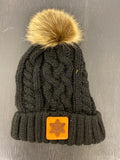 FITF Cable Knit Beanie With Fur Pom